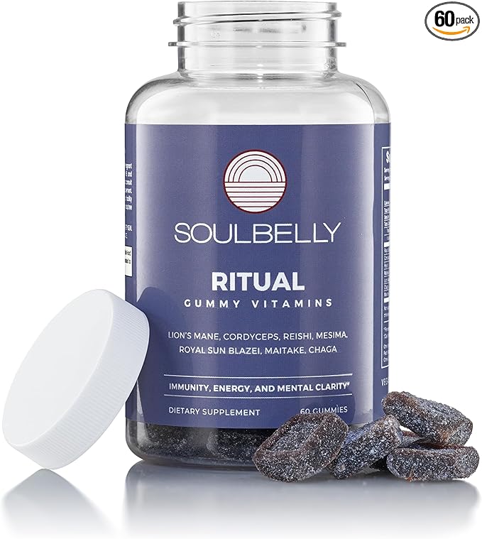 SOULBELLY Multi-Mushroom | Ritual Vitamin Gummies for Energy, Focus and Immune Balance | Vegan | Gluten-Free | Non-GMO | 60 Count SOULBELLY buy supplements Au