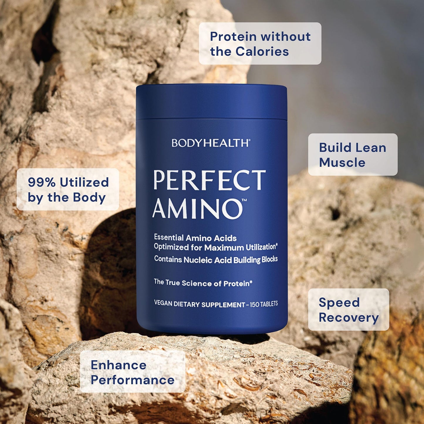 BodyHealth PerfectAmino (300 Tablets) Essential Amino Acid Supplement with EAA, Muscle Recovery, Boost Energy & Stamina, 99% Utilization