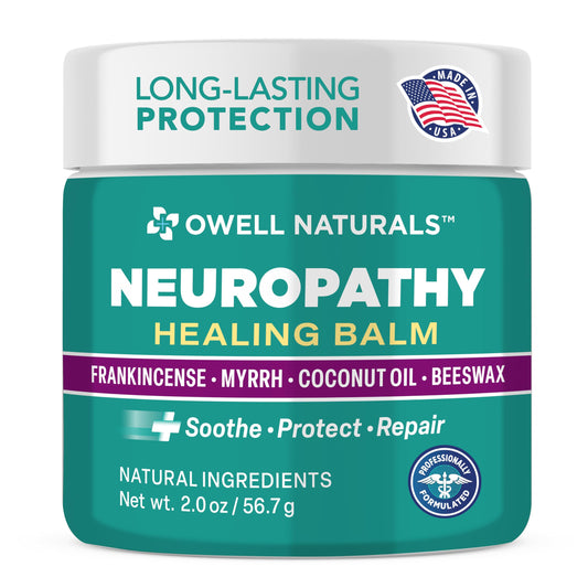 Owell Naturals Neuropathy Balm for Feet, Muscles & Joints – Long Lasting Comfort Formula with Frankincense, Myrrh, Coconut Oil, Beeswax – Fast Absorbing Botanical Skin Care, 2 oz Owell NaturalsBuy Supplements Australia