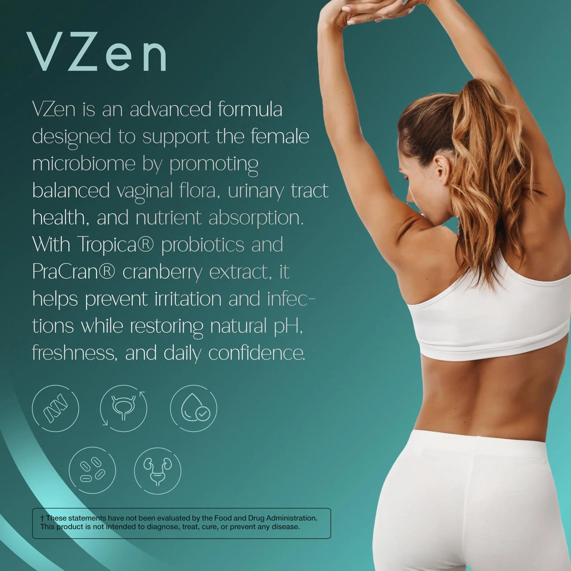 Zenos Health VZen Vaginal Probiotics for Women – Probiotics and Prebiotics for Digestive Health & Bloating Relief for Women – Improve Gut Health, Urinary Tract & Daily Wellness - Made in USA, 30 Caps Zenos HealthBuy Supplements Australia