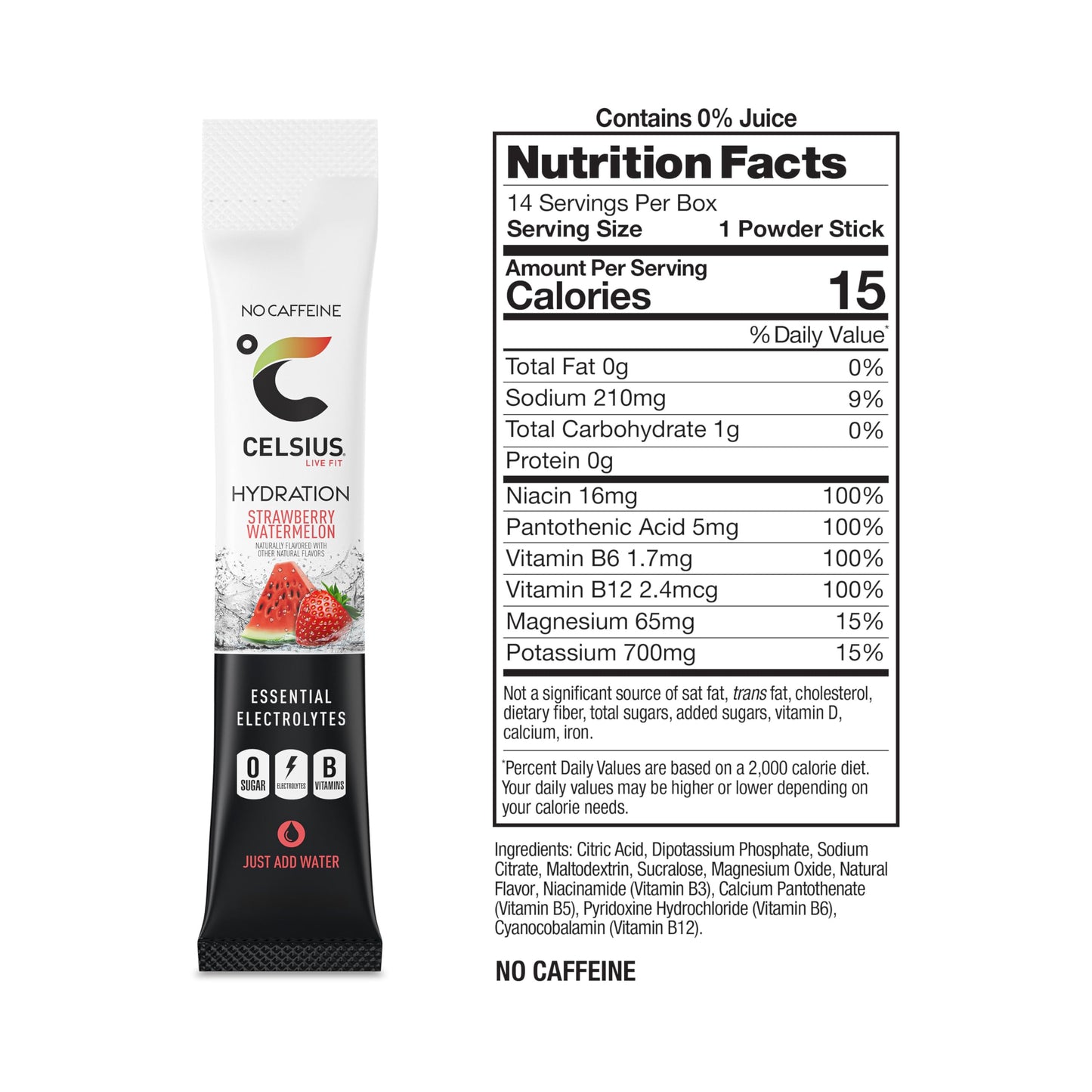 CELSIUS Hydration™ Strawberry Watermelon, Sugar Free Electrolyte Hydration Drink Mix (Pack of 14)