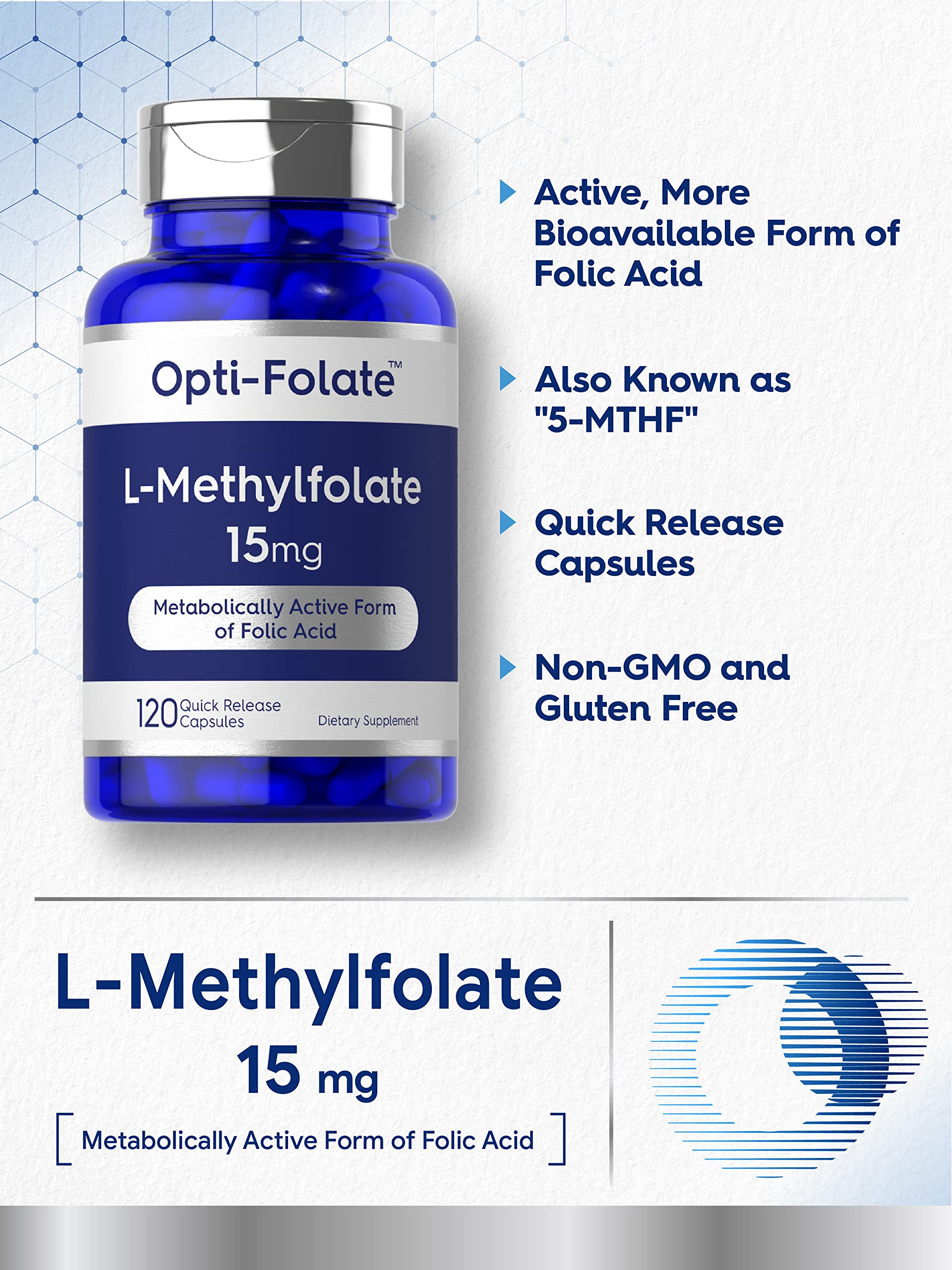 Carlyle L Methylfolate 15mg | 120 Capsules | Value Size | Max Potency | Optimized CarlyleBuy Supplements Australia