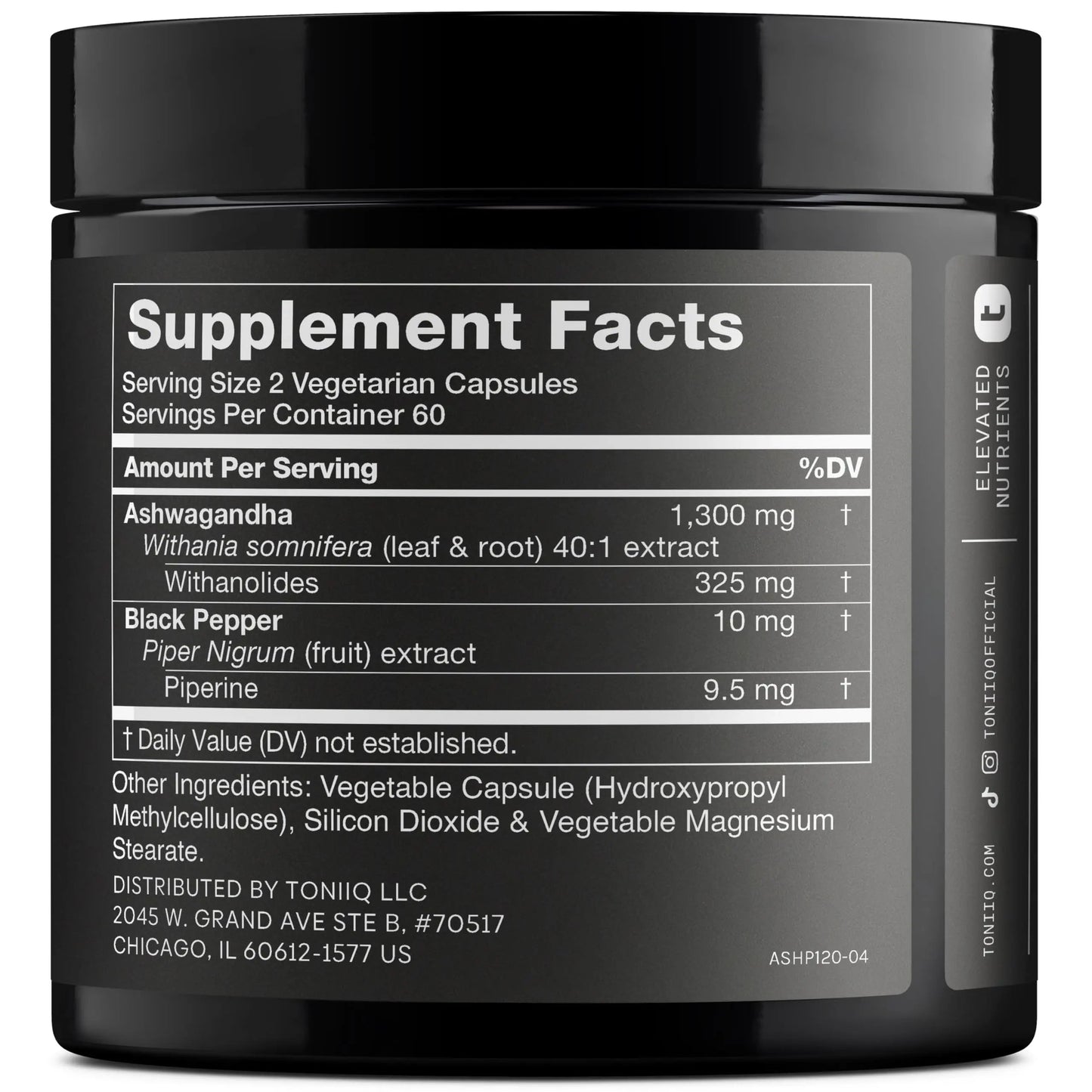 Toniiq Ashwagandha – 40:1 Concentrated Extract – 25% Withanolides – Wild Harvested in India – Highly Bioavailable with Black Pepper – Third-Party Tested – 120 Capsules - 1,300mg per Serving Toniiq buy supplements Au
