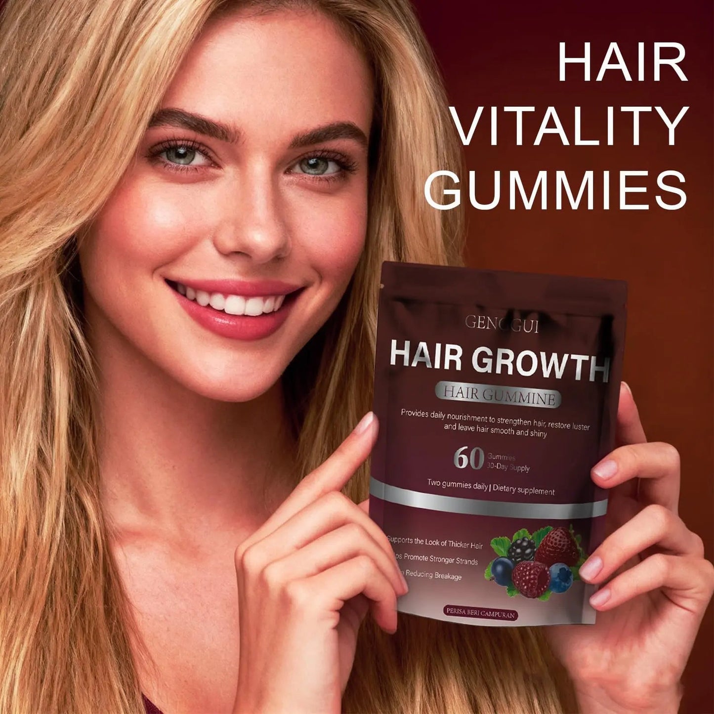 GENGGUI Hair Growth Gummies for Women - Hair Vitamins with Biotin & Silica for Faster Growth - Hair Growth Accelerator Supplement GENGGUIBuy Supplements Australia