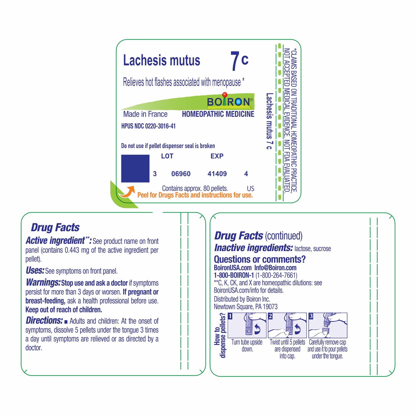 Boiron Lachesis Mutus 7C for Hot Flashes from Menopause - 80 Pellets BoironBuy Supplements Australia