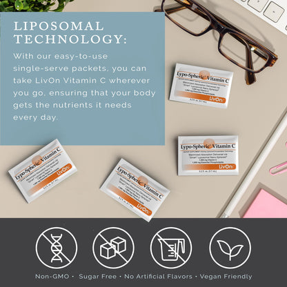 LivOn Laboratories - Lypo–Spheric Vitamin C – 1,000 mg Vitamin C & 1,000 mg Essential Phospholipids Per Packet – Liposome Encapsulated for Improved Absorption – Non–GMO - 2 Pack (60 Count) LivOn LaboratoriesBuy Supplements Australia