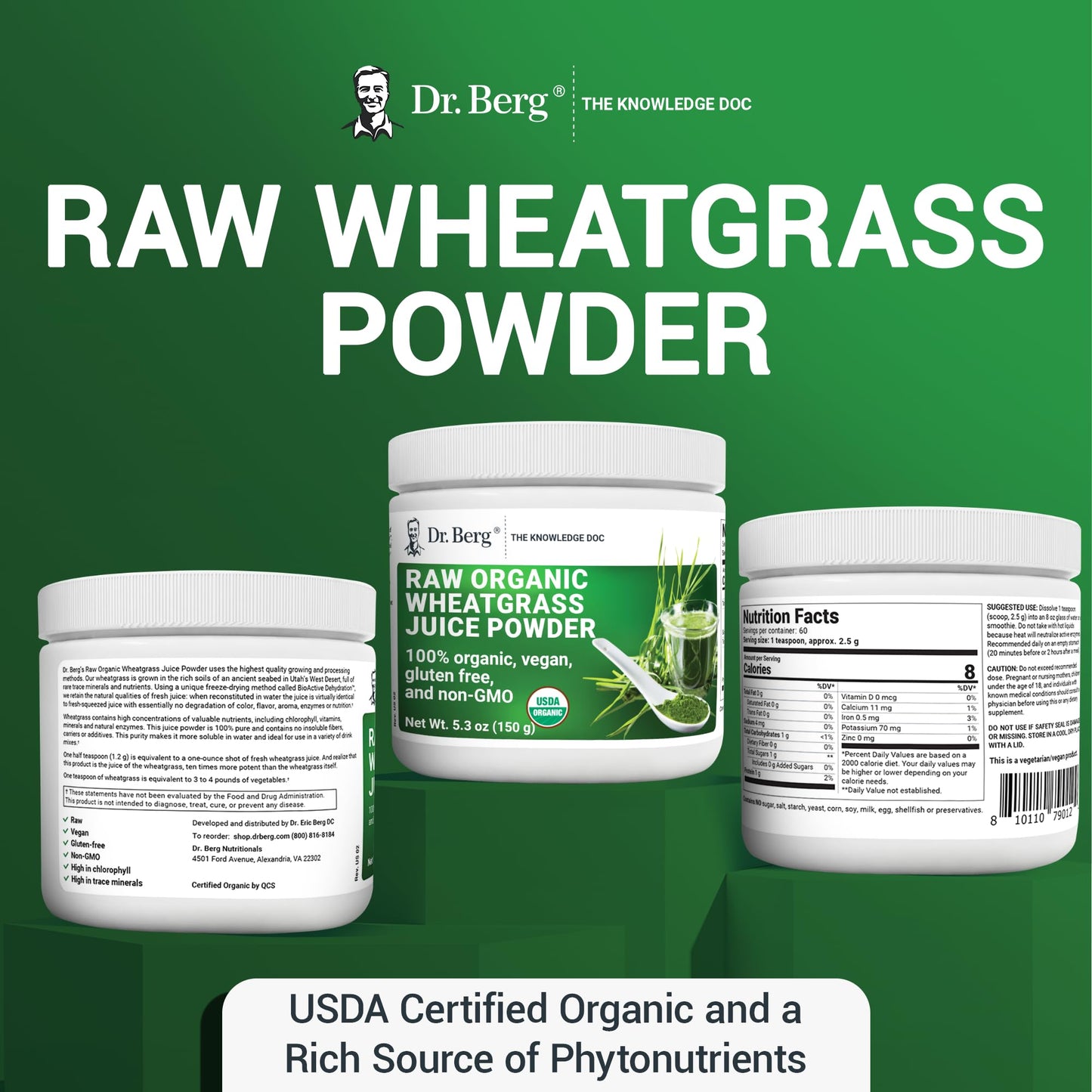 Dr. Berg's Wheatgrass Superfood Powder - Raw Juice Organic Ultra-Concentrated Rich Dr. Berg NutritionalsBuy Supplements Australia