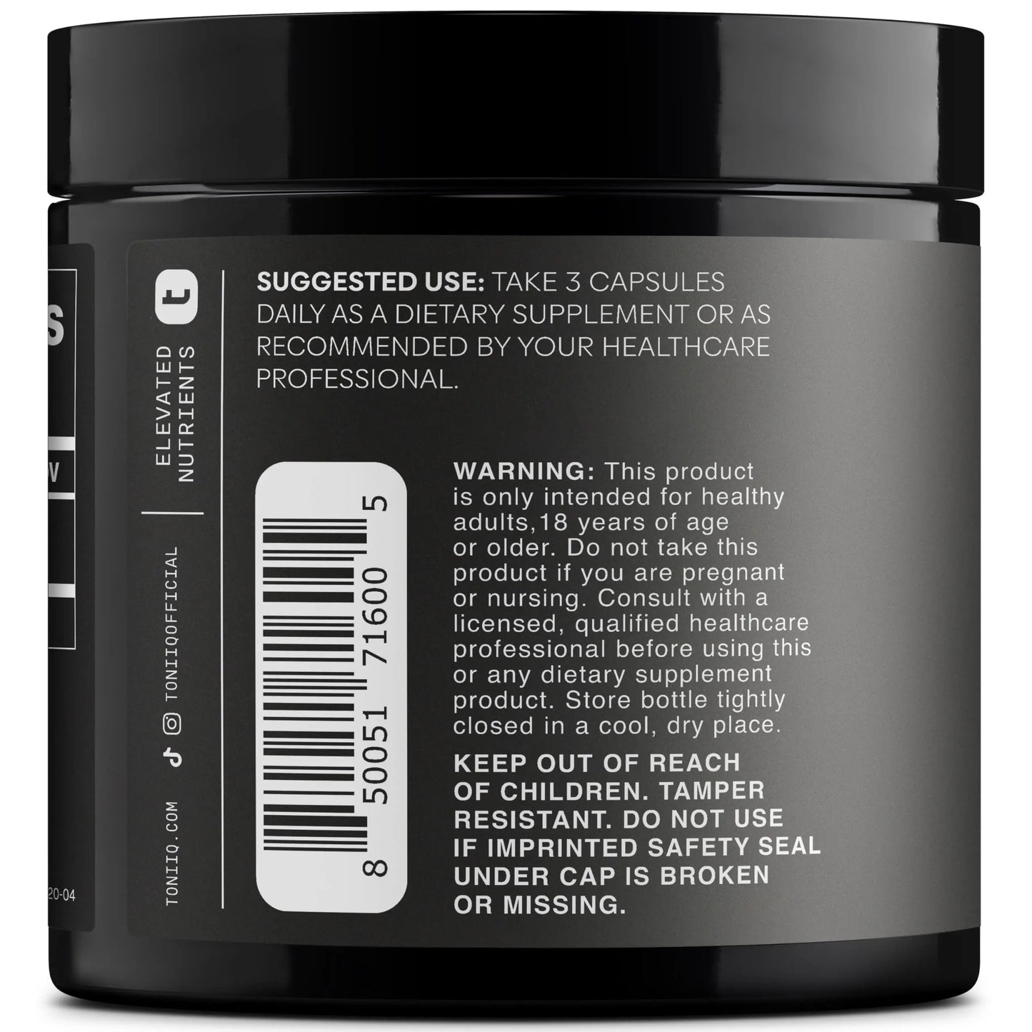 Toniiq Black Maca Root - Ultra High Potency 20:1 Extract - Single Origin, Wildcrafted & Highly Concentrated - Third-Party Lab Tested - 120 Capsules Toniiq buy supplements Au