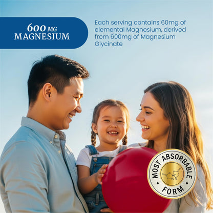 Magnesium Glycinate Gummies 600MG | Sleep, Calm & Relaxation Support | 60MG Elemental Mag Per Serving | Grape Flavor, Gluten-Free | High Absorption Magnesium Gummies for Women, Men & Family | 60 Ct