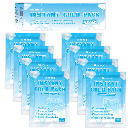 8 Pack Instant Cold Packs (4.3" x 5.9") - Disposable Ice Packs for Injuries | Cold Compress Ice Pack for Pain Relief, Swelling, Inflammation, Sprains, Toothache - Cold Pack for Athletes Aidehelp buy supplements Au