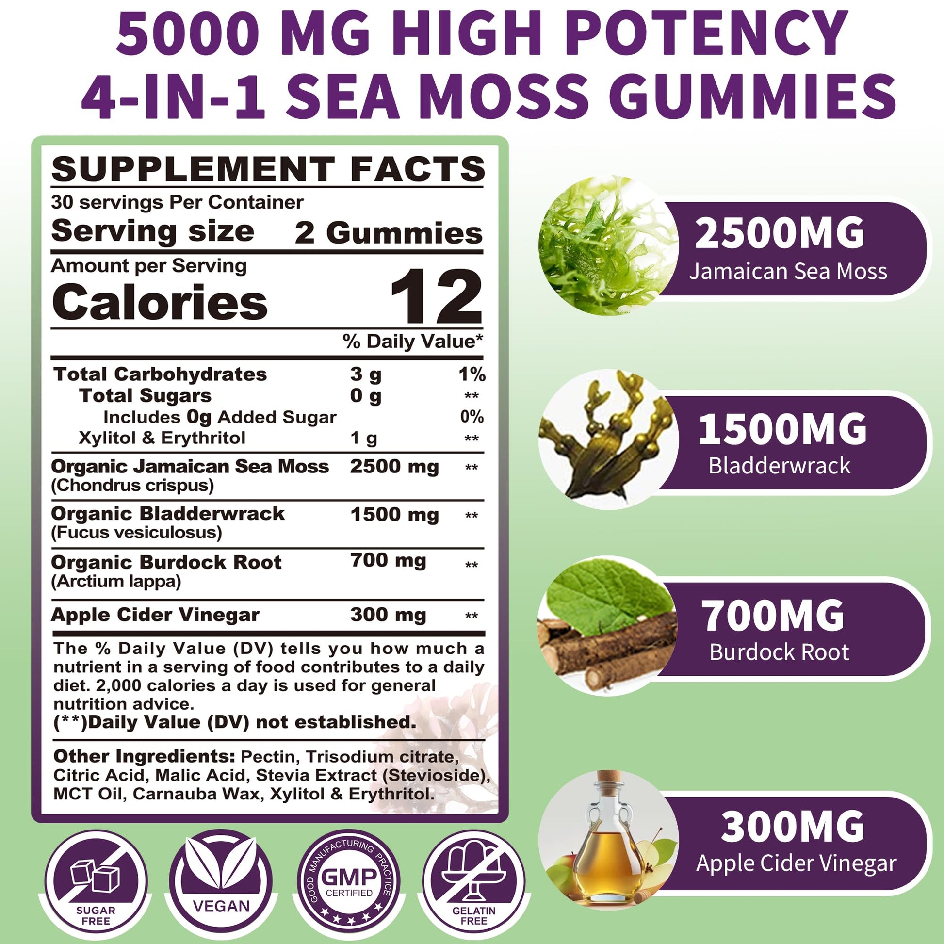 Sea Moss Supplement 5000mg, Sugar Free Sea Moss Gummies, Irish Sea Moss EnvyDealBuy Supplements Australia