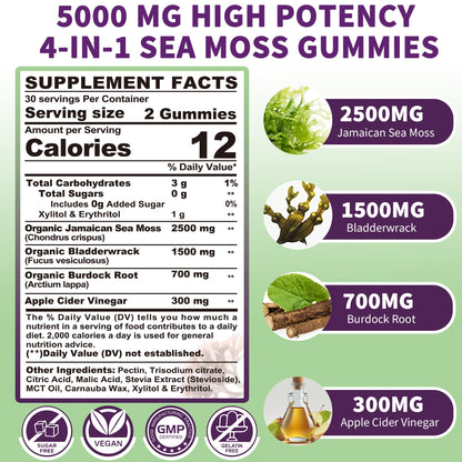 Sea Moss Supplement 5000mg, Sugar Free Sea Moss Gummies, Irish Sea Moss EnvyDealBuy Supplements Australia