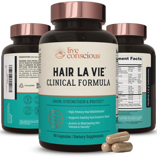Hair La Vie Live Conscious Clinical Formula Hair Growth Vitamins for Women and Men w/Biotin, Collagen & Saw Palmetto (Pack of 1) Hair La VieBuy Supplements Australia