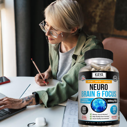 Kaya Naturals - Neuro Brain for Memory & Focus - Nootropic Energy Capsule - Nootropic Brain Support Supplement - Focus & Concentration & Learning Accuracy - Cognitive Function - 60 Count Kaya NaturalsBuy Supplements Australia