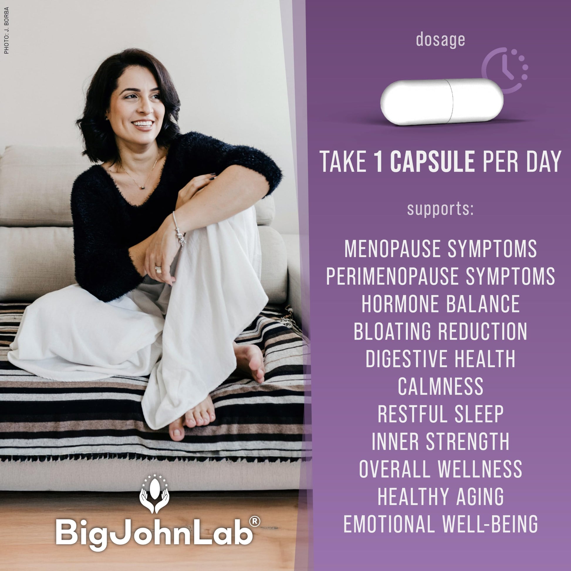BIGJOHNLAB® - Menopause Total Support – Advanced Probiotic Formula with 5 Strains & 15 Billion CFU, Resveratrol, Black Cohosh, Acacia Fiber, Non-GMO & 100% Vegetarian BIGJOHNLABBuy Supplements Australia