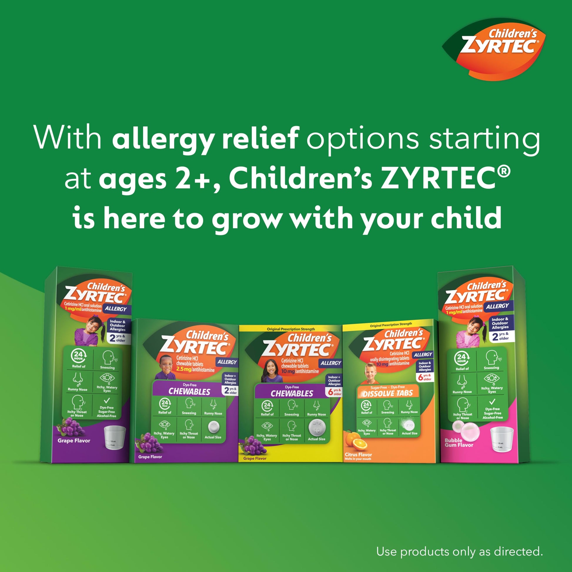 Zyrtec Children's Dye-Free Chewables for 24 Hour Allergy Relief, 10 mg Cetirizine Hydrochloride Antihistamine Tablets, Kids Allergy Medicine Relieves Sneezing & Itchy Throat, Grape, 48 ct Zyrtec buy supplements Au