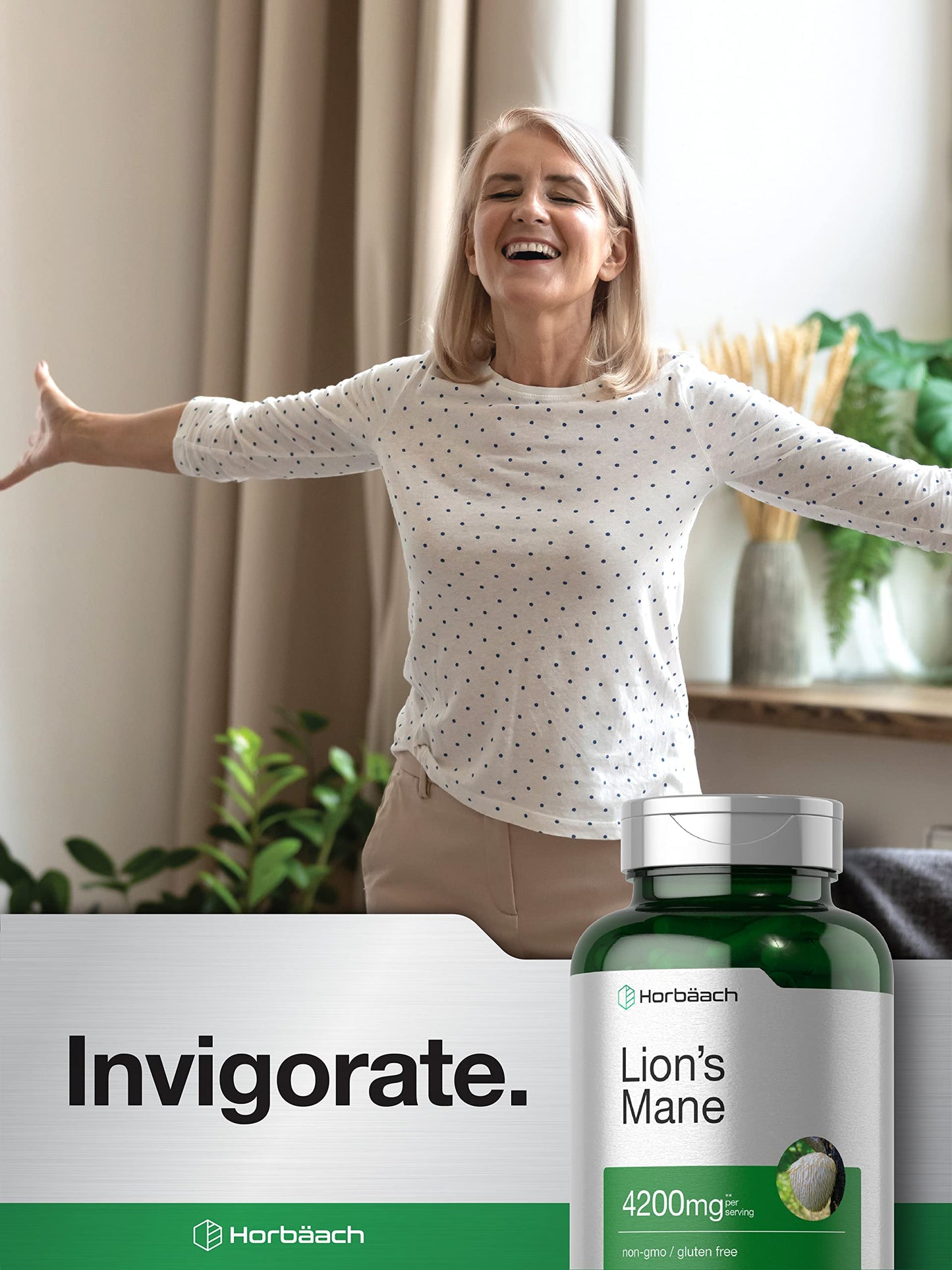 Horbäach Lions Mane Mushroom Extract | 4200mg | 120 Capsules | Vegetarian HorbäachBuy Supplements Australia