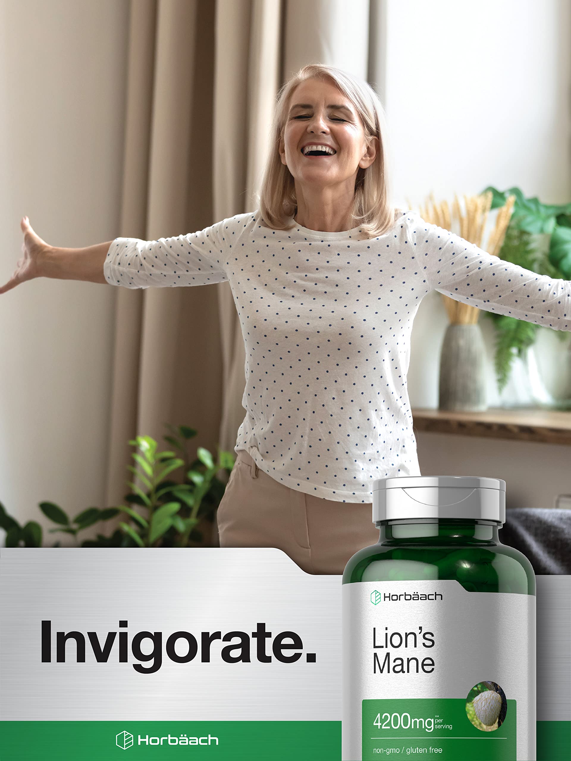 Horbäach Lions Mane Mushroom Extract | 4200mg | 120 Capsules | Vegetarian HorbäachBuy Supplements Australia