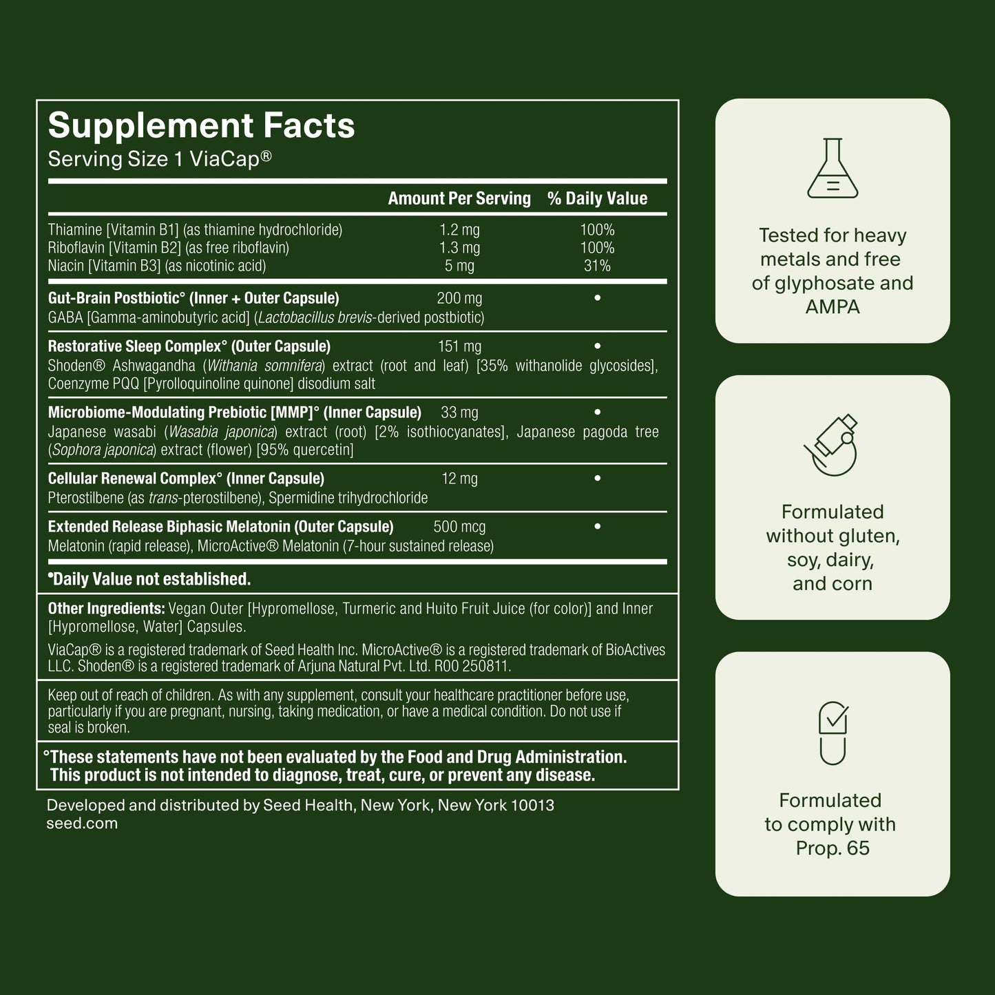 Seed PM-02 Sleep + Restore - Sleep Aid for Women & Men - Non-Habit Forming Bioidentical Melatonin & Ashwagandha - Vegan & Shelf-Stable - 30 Capsules (30-Day Supply) Seed buy supplements Au