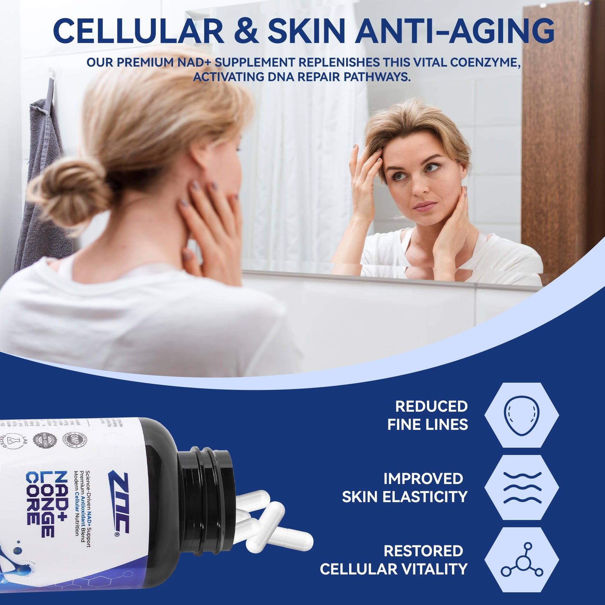 ZNC®10-in-1 NAD+ Supplement with Liposomal NAD, Urolithin A & Resveratrol for Energy & Cellular Repair - 60 Vegan Capsules ZNCBuy Supplements Australia