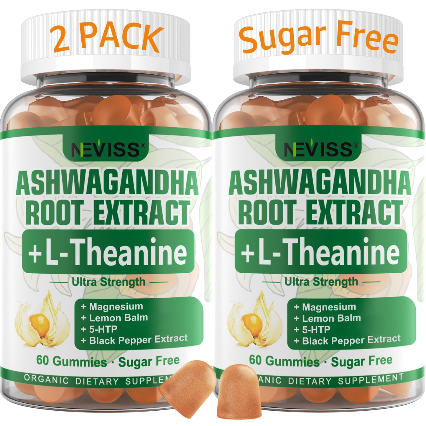 NEVISS Ashwagandha Gummies 2000mg, Feel Refreshed, Plus Proprietary Blend with L-Theanine, 5-HTP, Lemon Balm, Magnesium for Calm, Zzzs & Relaxation Support, 120 Count NEVISSBuy Supplements Australia