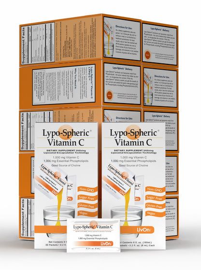 LivOn Laboratories - Lypo–Spheric Vitamin C – 1,000 mg Vitamin C & 1,000 mg Essential Phospholipids Per Packet – Liposome Encapsulated for Improved Absorption – Non–GMO - 12 Pack (360 Count) LivOn LaboratoriesBuy Supplements Australia
