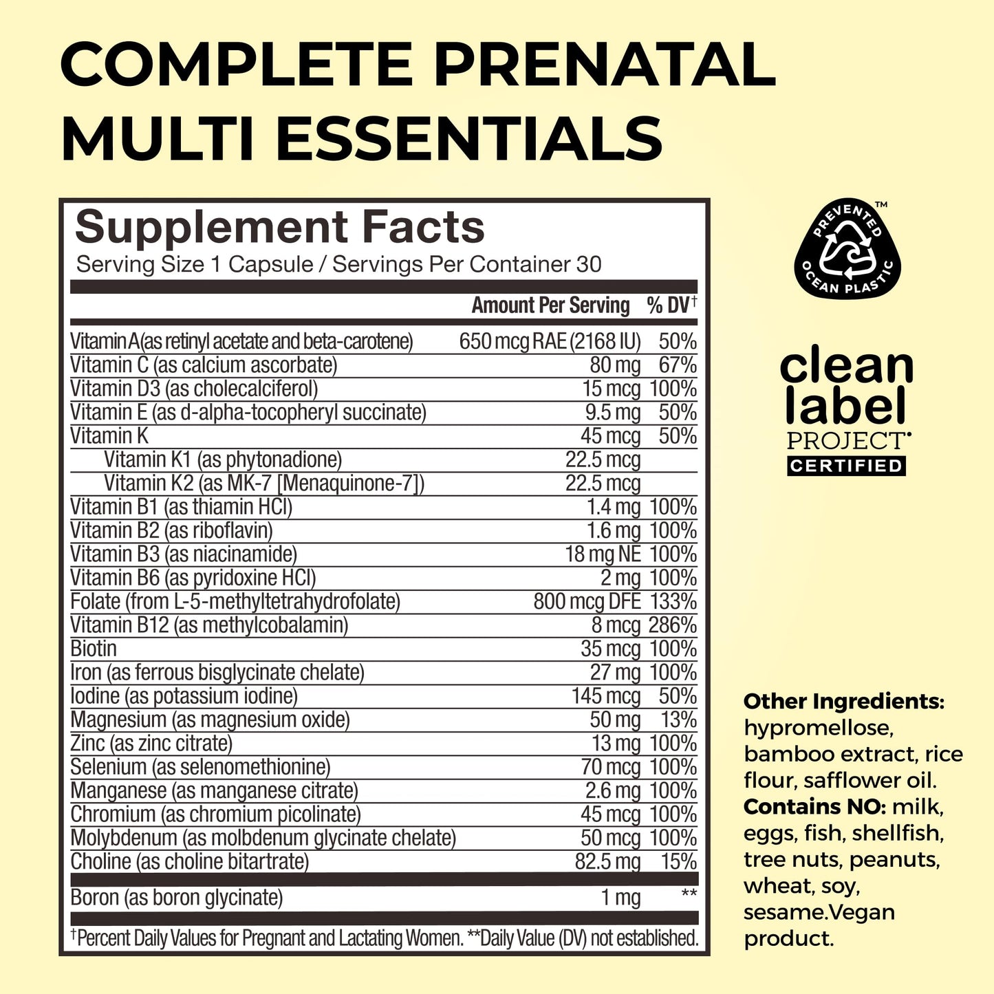 HUM Complete Prenatal Multivitamin for Women with Folate, DHA, and Choline, 23 Nutrients for Daily Support, Gluten Free, Non GMO Supplement for Pre, During, and Post Pregnancy, 30 Vegan Capsules HUMBuy Supplements Australia