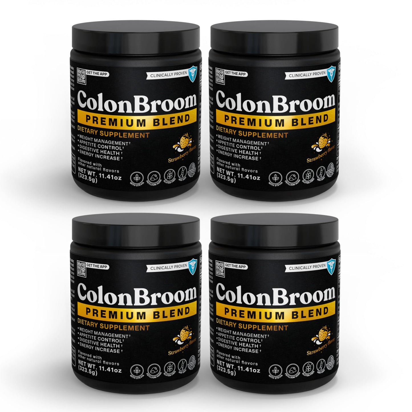 ColonBroom Premium Weight Management Supplement (Strawberry) - Colon Broom Psyllium Husk Fiber Powder Drink - Gluten Free, Non-GMO Colon Cleanse for Bloating Relief & Gut Health, 200 Servings ColonBroomBuy Supplements Australia
