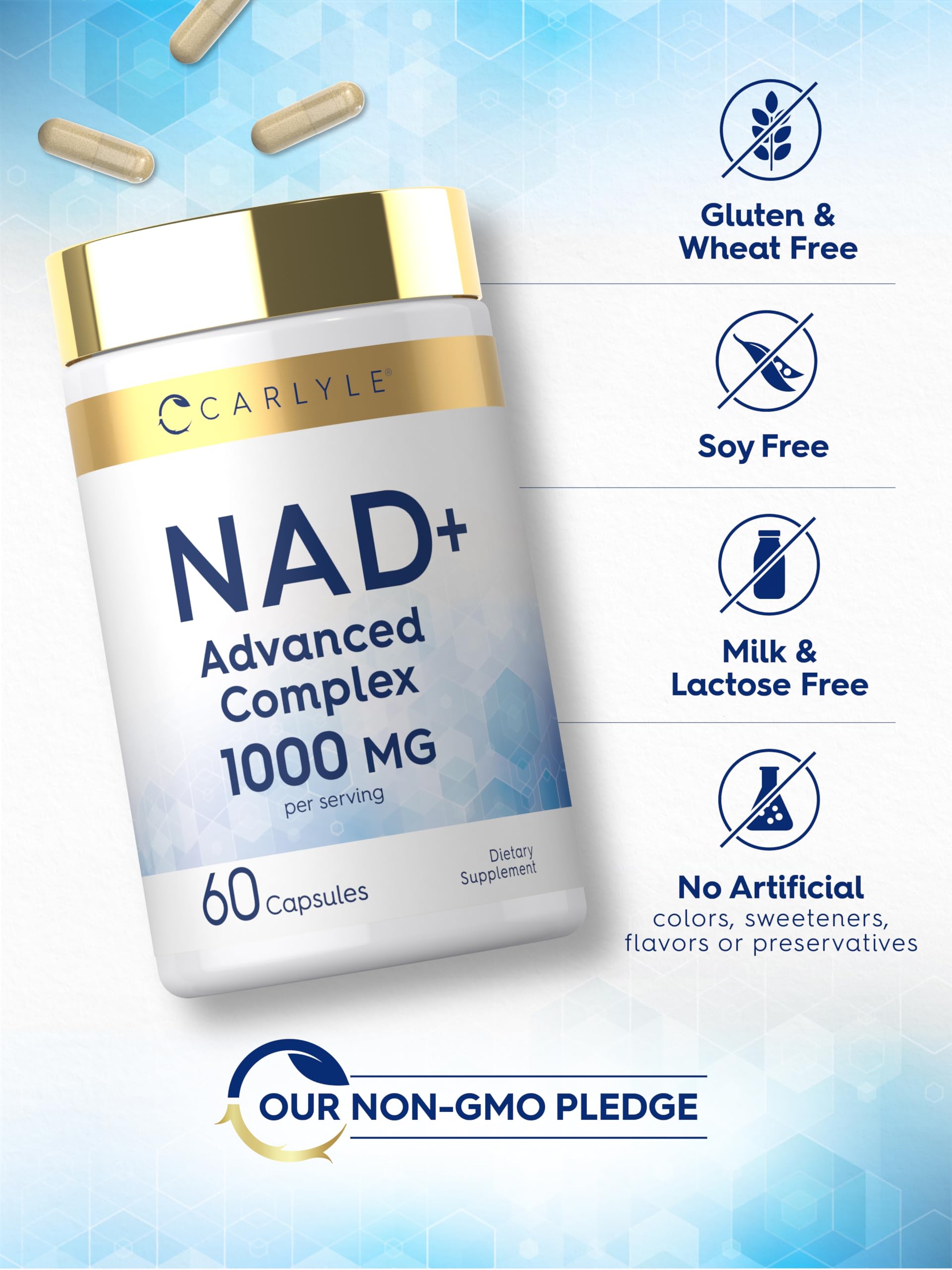 Carlyle NAD+ Supplement 1000 mg | 60 Capsules | with Resveratrol and Collagen | Advanced Complex for Women and Men | Non-GMO & Gluten Free CarlyleBuy Supplements Australia
