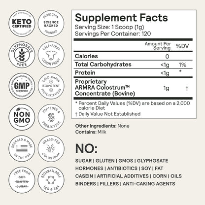 ARMRA Colostrum™ Premium Powder, Grass Fed, Gut Health Bloating Immunity Skin & Hair, Contains 400+ Bioactive Nutrients, Keto, Gluten & Fat Free (Vine Watermelon, Unflavored Bundle | 150 Servings) ARMRABuy Supplements Australia