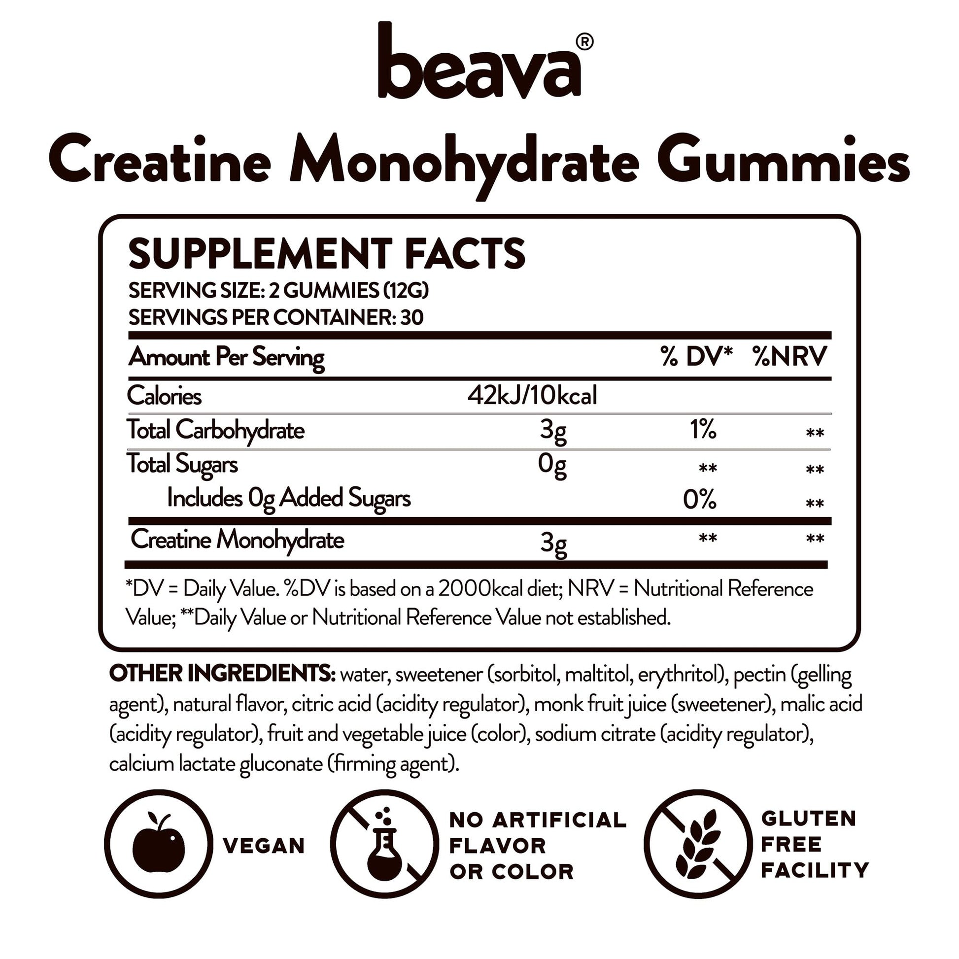 Creatine Monohydrate Gummies - 30 Servings - Vegan Creatine Chews for Muscle Growth, Muscle Recovery, Workout Recovery, Anaerobic Endurance - No Loading Phase - No Bloating - Strawberry - No Sugar beavaBuy Supplements Australia
