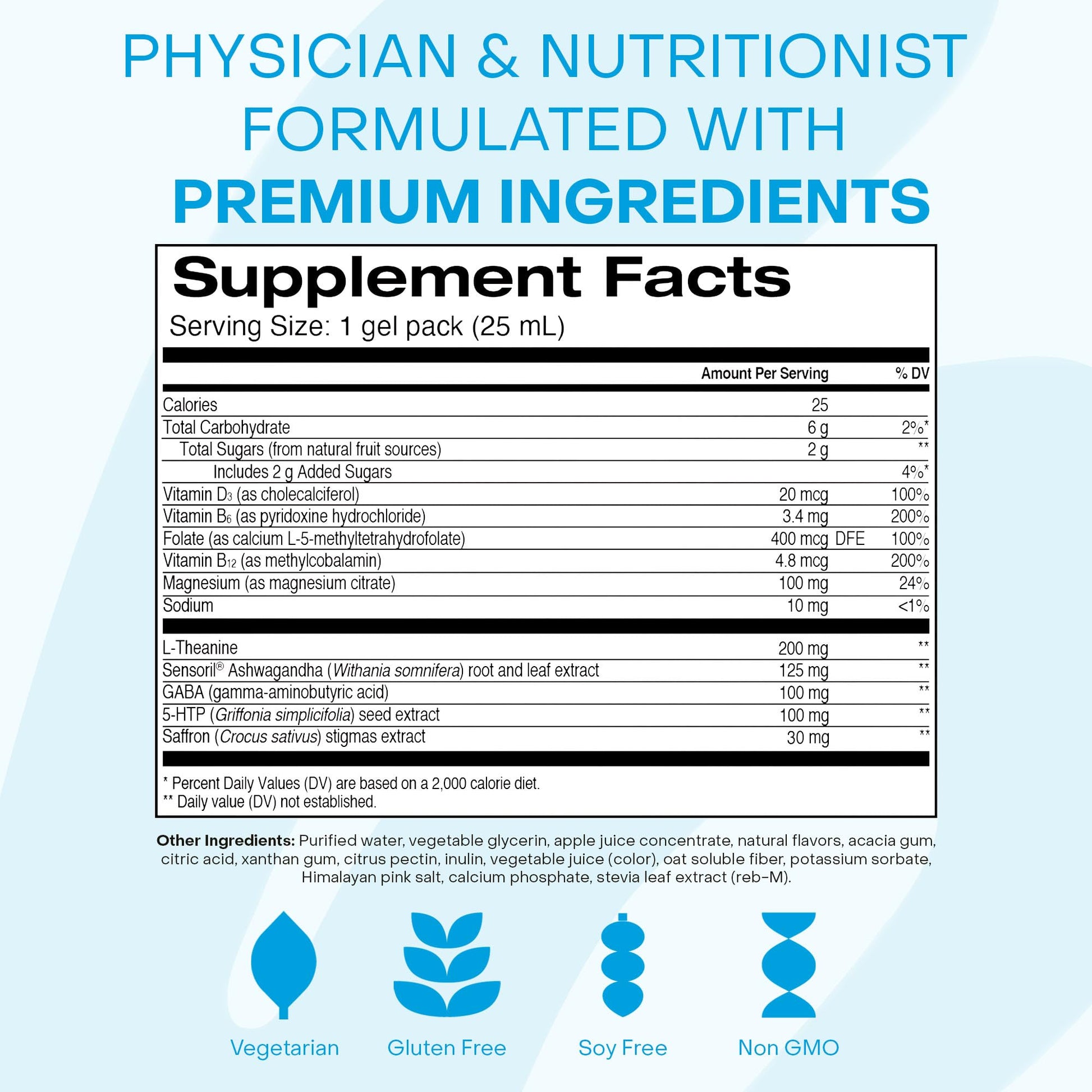 Healthycell Calm Mood Daily Liquid Supplement - Cortisol Manager & Mood Support Supplement for Stress with Ashwagandha, L-Theanine, Magnesium, 5-HTP, GABA & Saffron - 14 Gel Packs Healthycell buy supplements Au