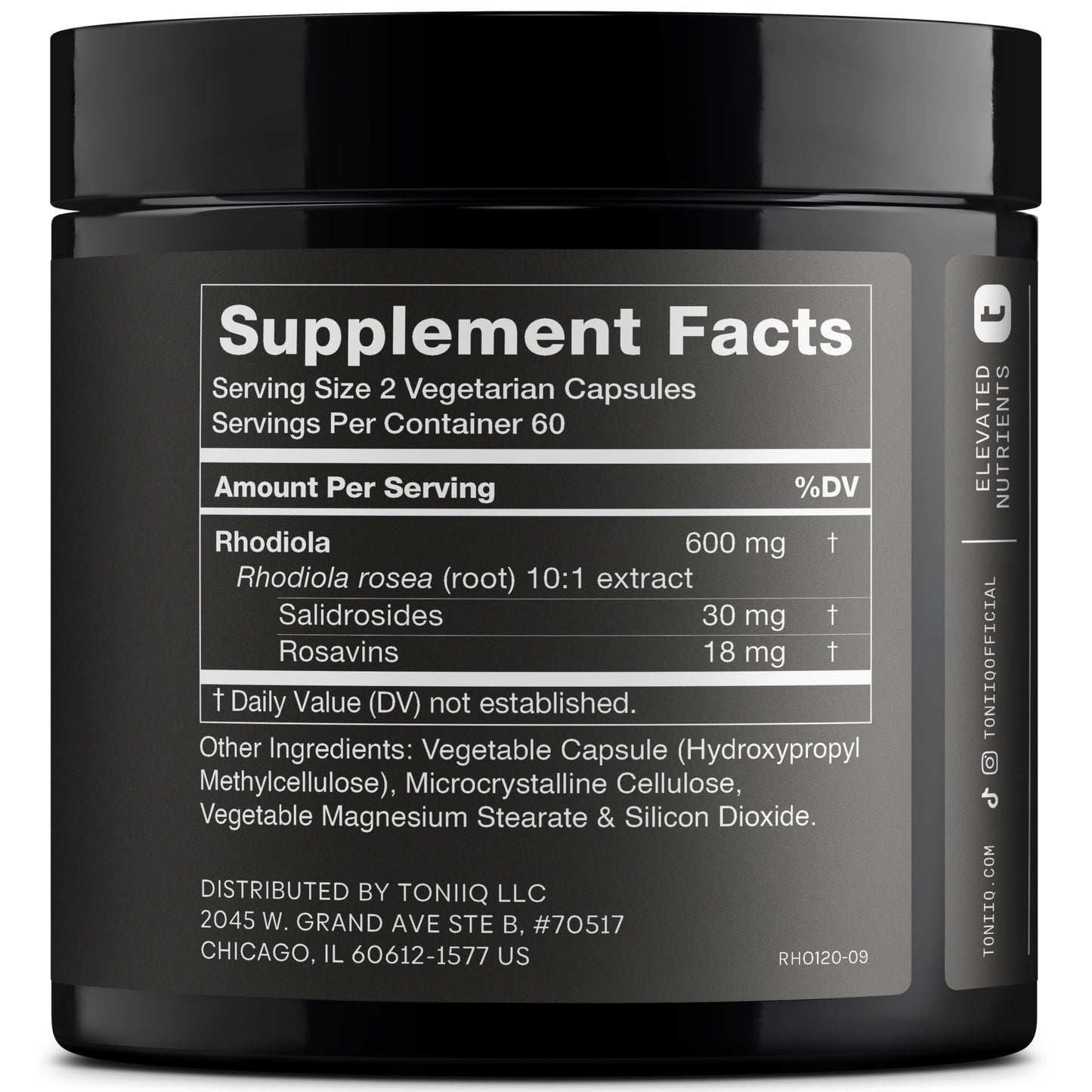 Toniiq Triple-Strength 600mg Rhodiola Rosea - 120 Capsules - 5% Salidroside Concentrated Extract - Highly Purified and Bioavailable Toniiq buy supplements Au