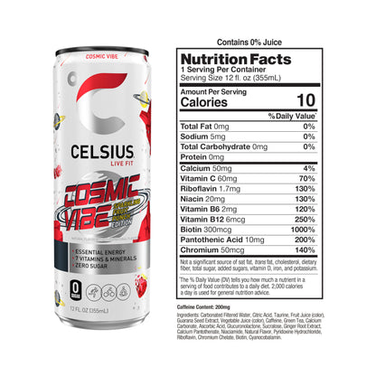 CELSIUS Sparkling Cosmic Vibe, Functional Essential Energy Drink 12 Fl Oz (Pack of 12) CELSIUSBuy Supplements Australia
