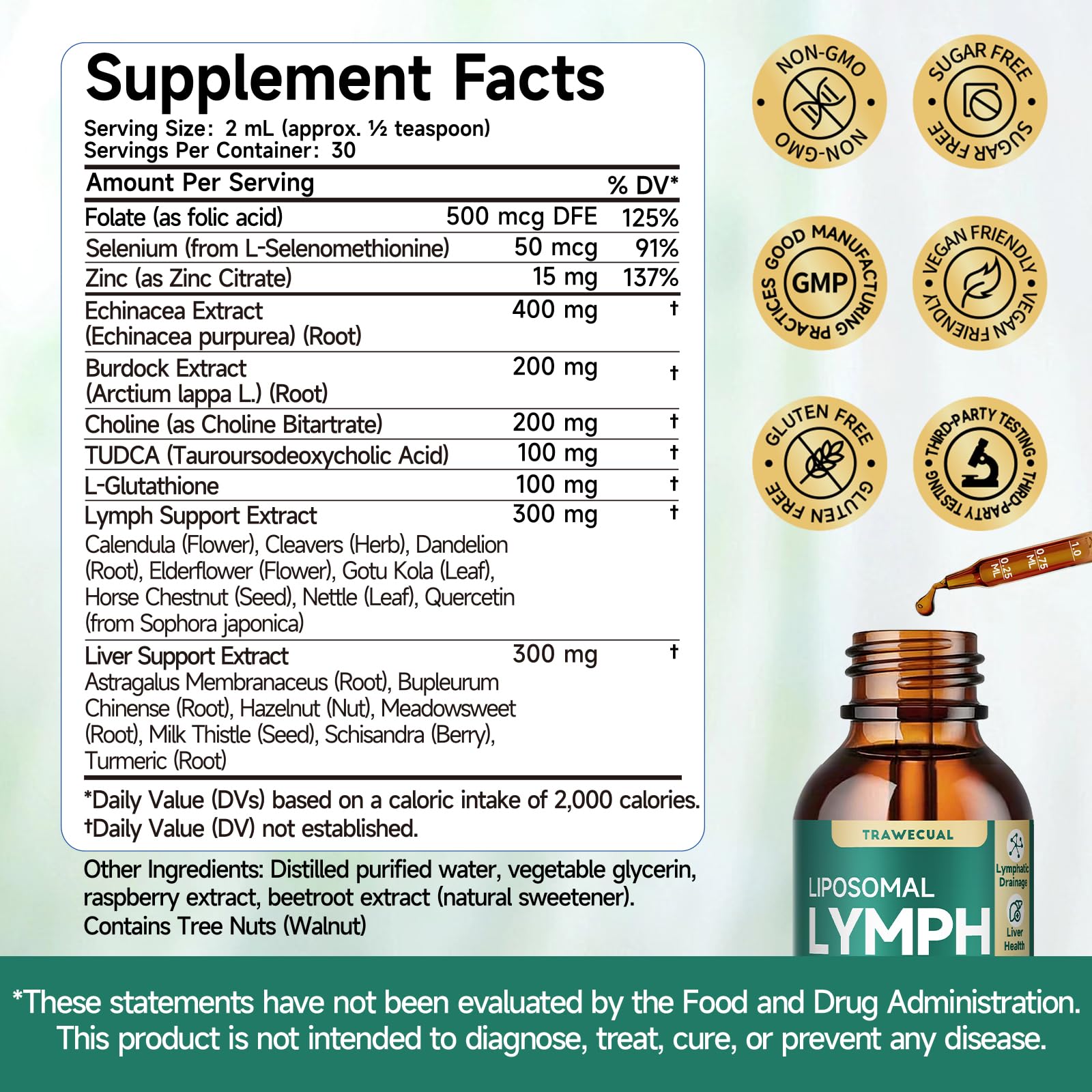 23-in-1 Liposomal Lymphatic Drainage Drops, Liver Cleanse Detox & Repair with Echinacea, TUDCA, Choline, L-Glutathione, Burdock for Lymphatic Support, Liver & Immune Health, 2 fl oz Supplement Trawecual buy supplements Au