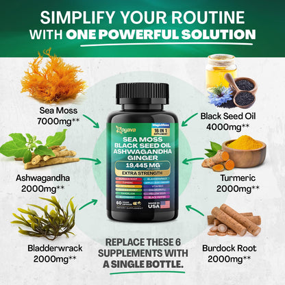 Zoyava Magic Moss Blend Sea Moss 7000mg Ashwagandha 2000mg Black Seed Oil ZoyavaBuy Supplements Australia