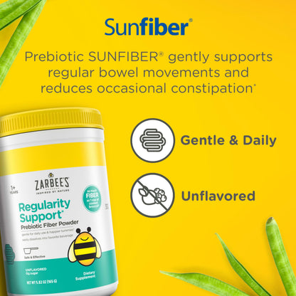 Zarbee’s Children’s Regularity Support Prebiotic Fiber Powder, Flavorless, Sugar Free, Gluten-Free, Daily Fiber Supplement