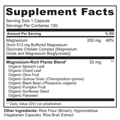 NATURELO Magnesium Glycinate Chelate Complex - 200 mg Magnesium with Organic Vegetables to Support Sleep, Calm, Muscle Cramp & Stress Relief - Gluten Free, Non GMO - 120 Capsules NATURELOBuy Supplements Australia