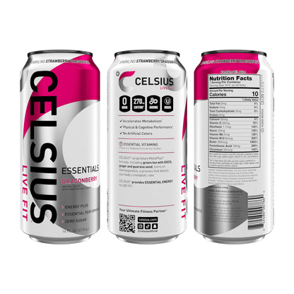 CELSIUS ESSENTIALS, Sparkling Dragonberry, Performance Energy Drink 16 Fl Oz CELSIUSBuy Supplements Australia
