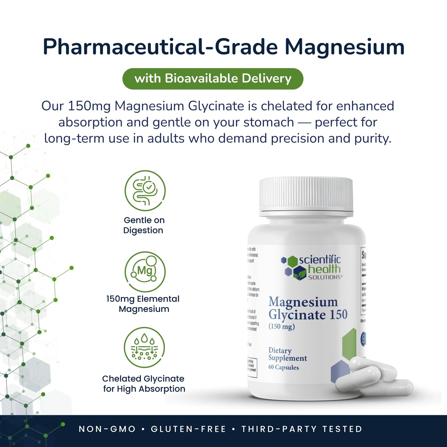 Scientific Health Solutions Magnesium Glycinate 150 mg – High‑Absorption Magnesium for Heart, Bone & Muscle Health – Supports Leg Cramps & Cardiovascular Function – Gentle on Stomach, Vegan, 60 Count Scientific Health SolutionsBuy Supplements Australia