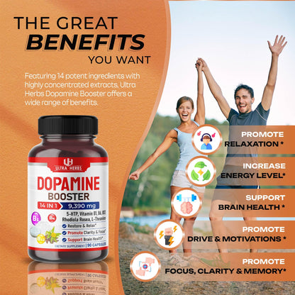 Dopamine Focus Supplement Ashwagandha 5000mg 5-HTP 50mg Rhodiola Rosea 2000mg ULTRA HERBSBuy Supplements Australia