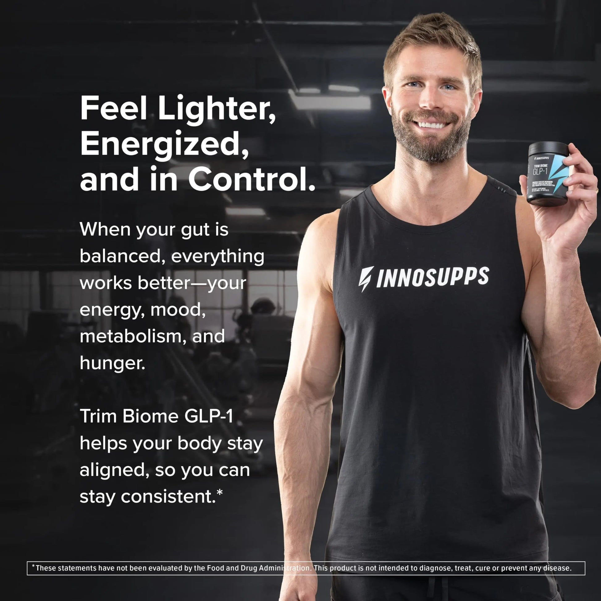 InnoSupps Trim Biome GLP-1 - Gut Health + Metabolic Support* - Prebiotic + Probiotic + Postbiotic - Akkermansia + Berberine - 60 Capsules. 30 Servings InnoSuppsBuy Supplements Australia