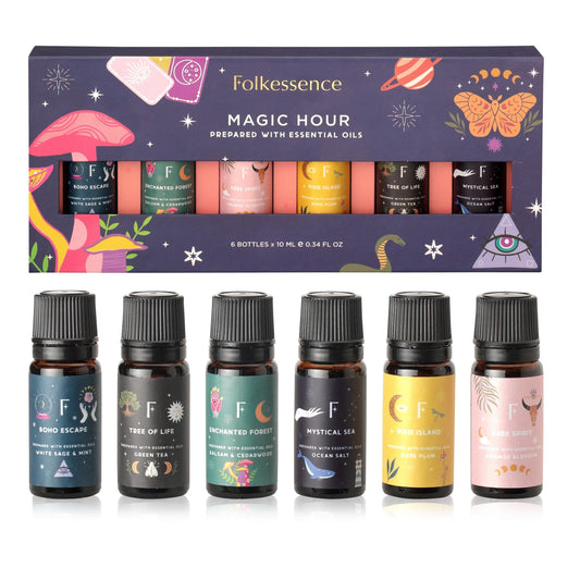 Folkulture Essential Oil Set for Diffuser, Set of 6, Aromatherapy Diffuser Oil Scents for Home