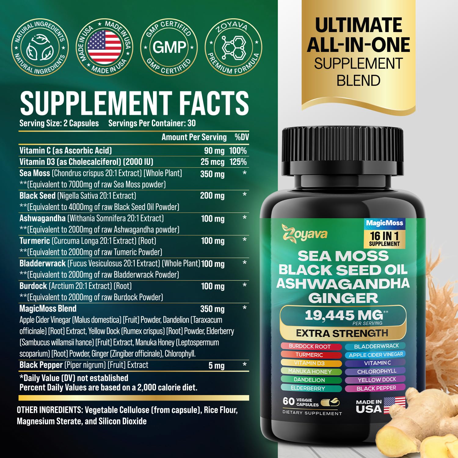 Zoyava Sea Moss Supreme16 Blend 19,445 MG and Shilajit 15,250 MG - Nature's Synergy ZoyavaBuy Supplements Australia