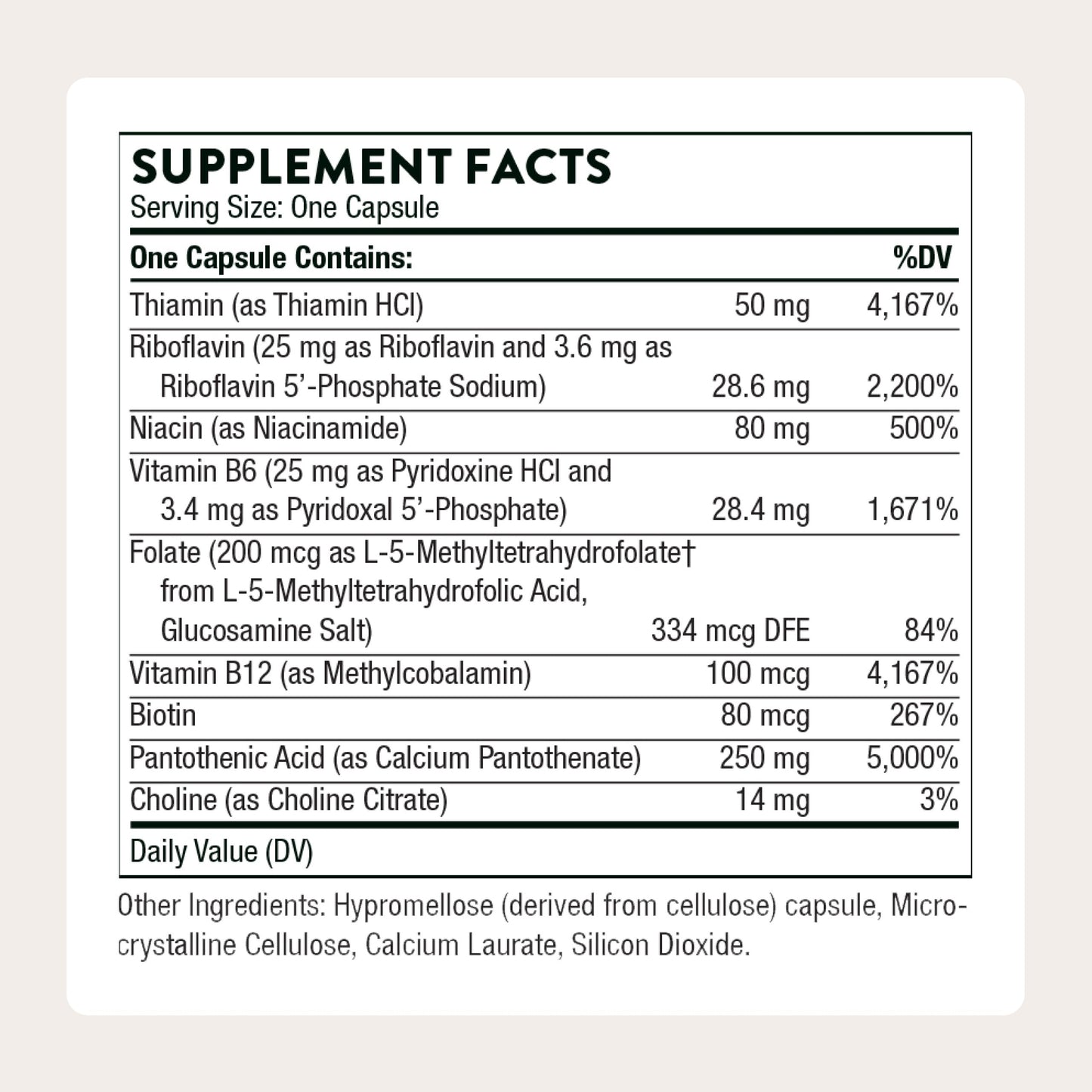 THORNE - Stress B-Complex - Vitamins B2, B6, B12 & Folate in Highly-Absorbable and Active Forms - Extra Vitamin B5 for Adrenal Support