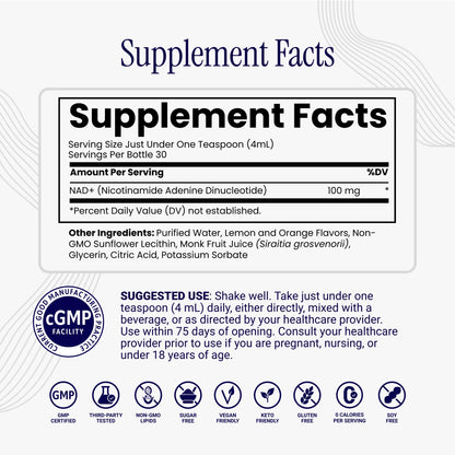 Rho Nutrition Liposomal NAD+ – Liquid Supplement Designed to Help Support Absorption – Active Form of NAD+ Helps Support Normal Cellular Health, Healthy Aging