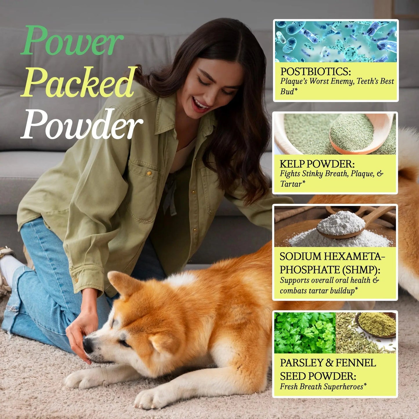 OTHER HALF Doggie Dental Supplement Powder - Dog Breath Freshener & Teeth Cleaning Made Easy - Oral Health Postbiotic for Dogs - Targets Tartar, Plaque & Bad Breath | 45 Scoops, Bacon Flavor OTHER HALFBuy Supplements Australia