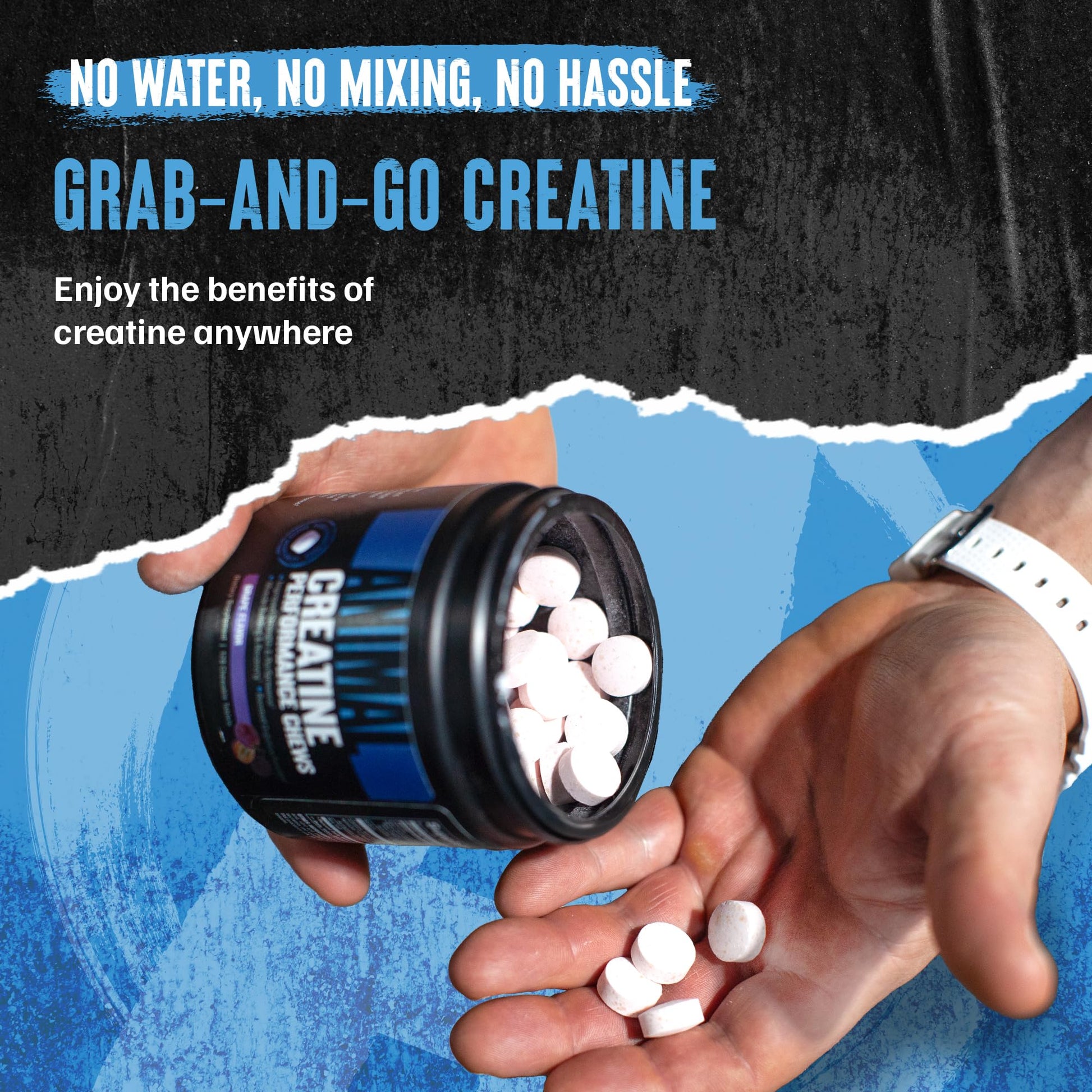 Animal Creatine Chews – 5g Creatine Monohydrate Tablets for Strength, Power & Training Recovery Support – Enhanced Absorption with AstraGin® – Convenient Chewable Format – 120 Tablets AnimalBuy Supplements Australia