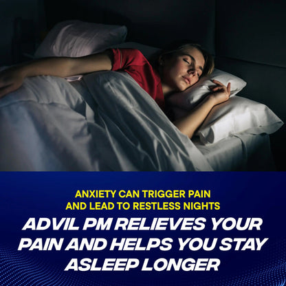 Advil PM Pain Reliever and Nighttime Sleep Aid, Pain Medicine with Ibuprofen for Pain Relief and Diphenhydramine Citrate for a Sleep Aid - 50x2 Coated Caplets AdvilBuy Supplements Australia
